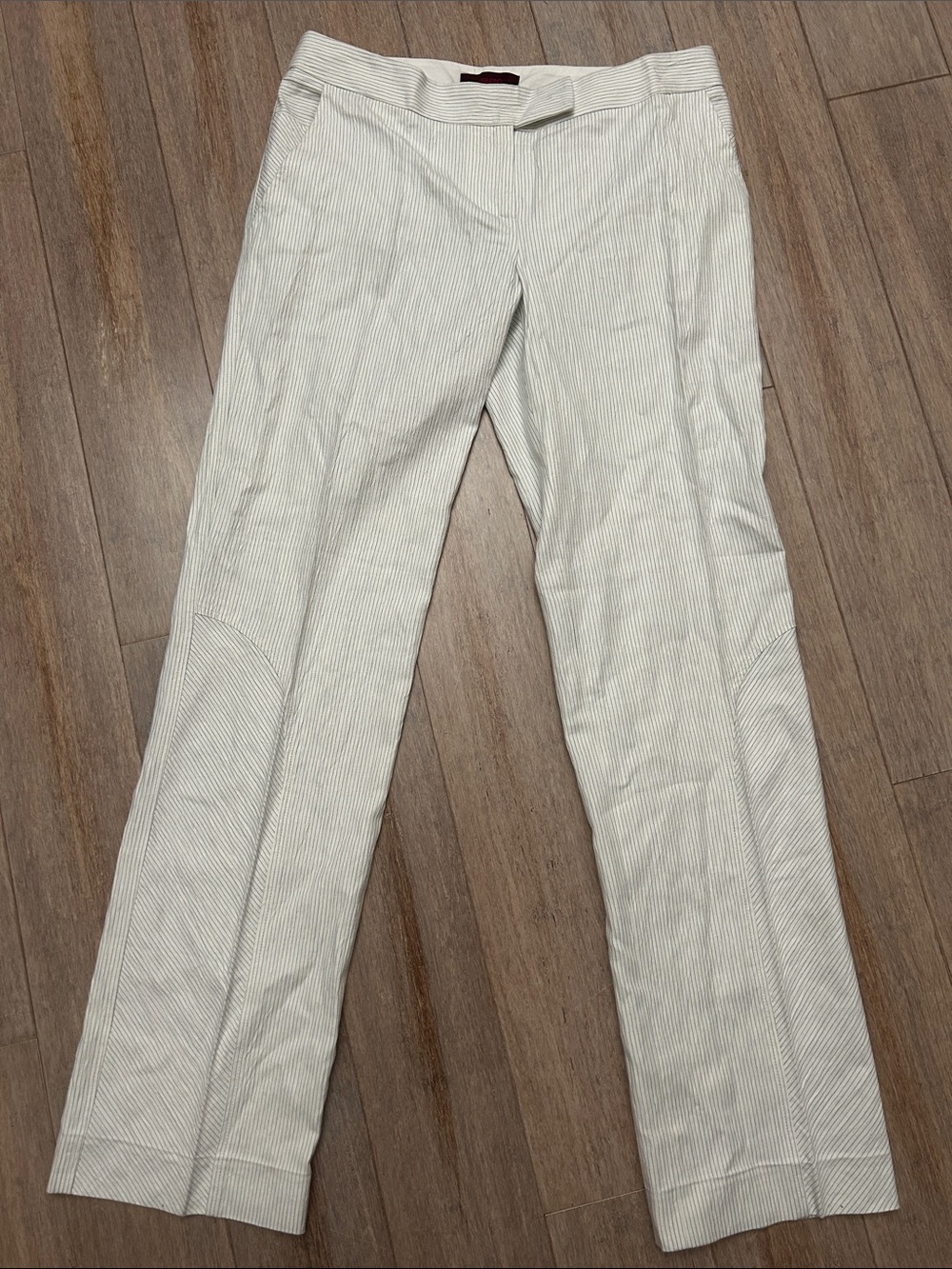 Kenzo Women's white cotton linen blend Pinstripe Dress Pants size 40